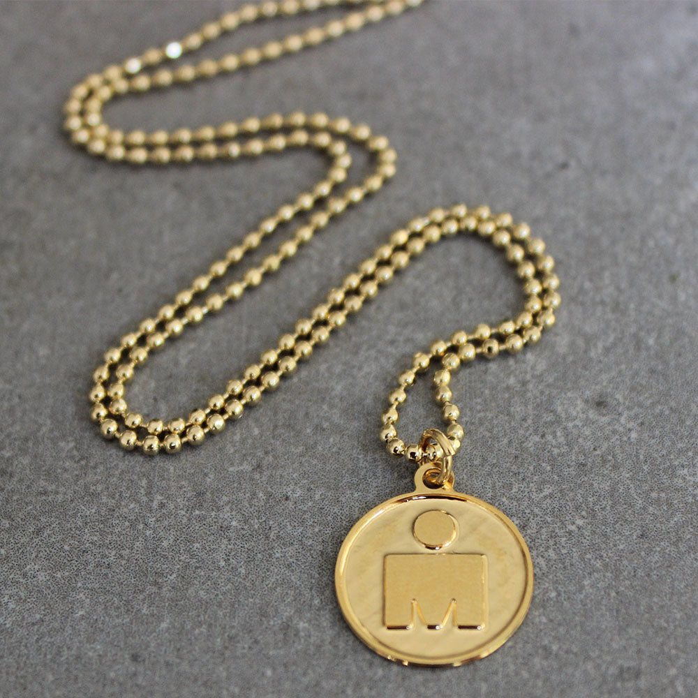 Gold ironman triathlon charm necklace